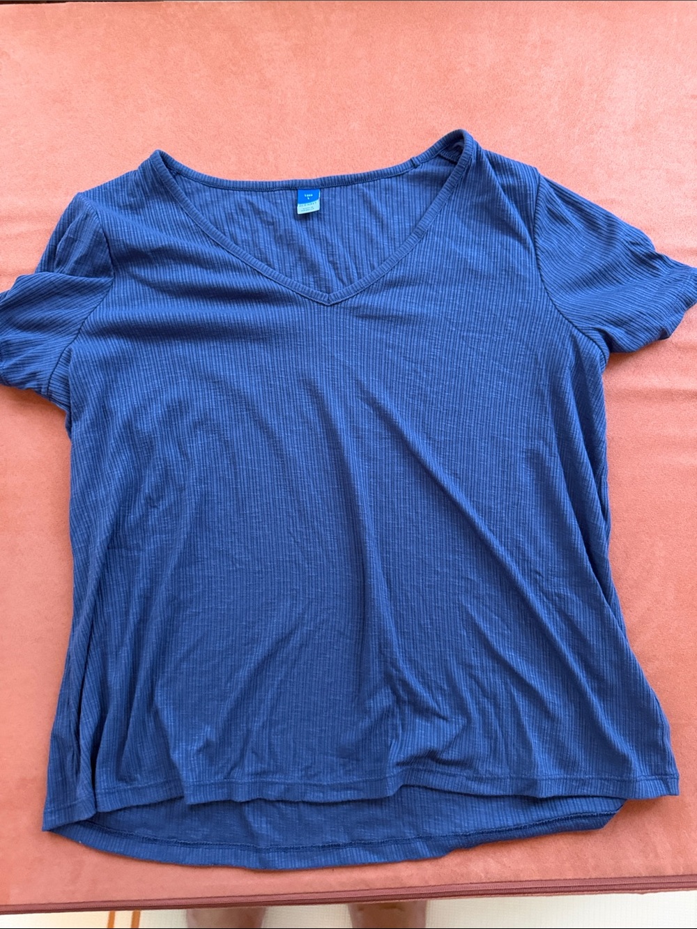 Old Navy Blue Ribbed V-Neck Short Sleeve Tee